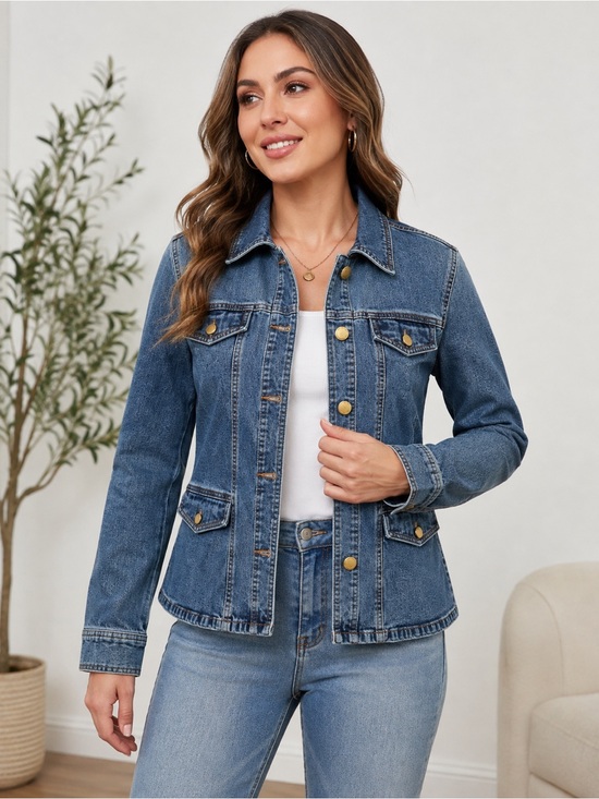 Jones New York Jackets & Blazers - Jones New York Signature Women’s Denim Jacket Small Blue Stretch 4 Pocket